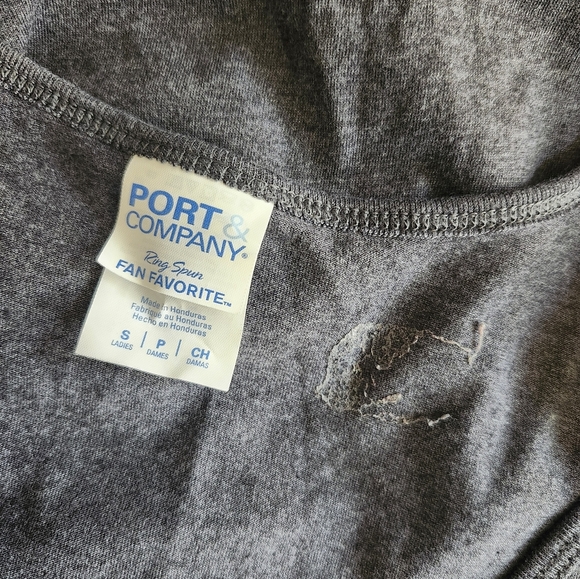 Port & Company Let's Get Physical Gray Graphic Tank Top Shirt - Picture 4 of 5